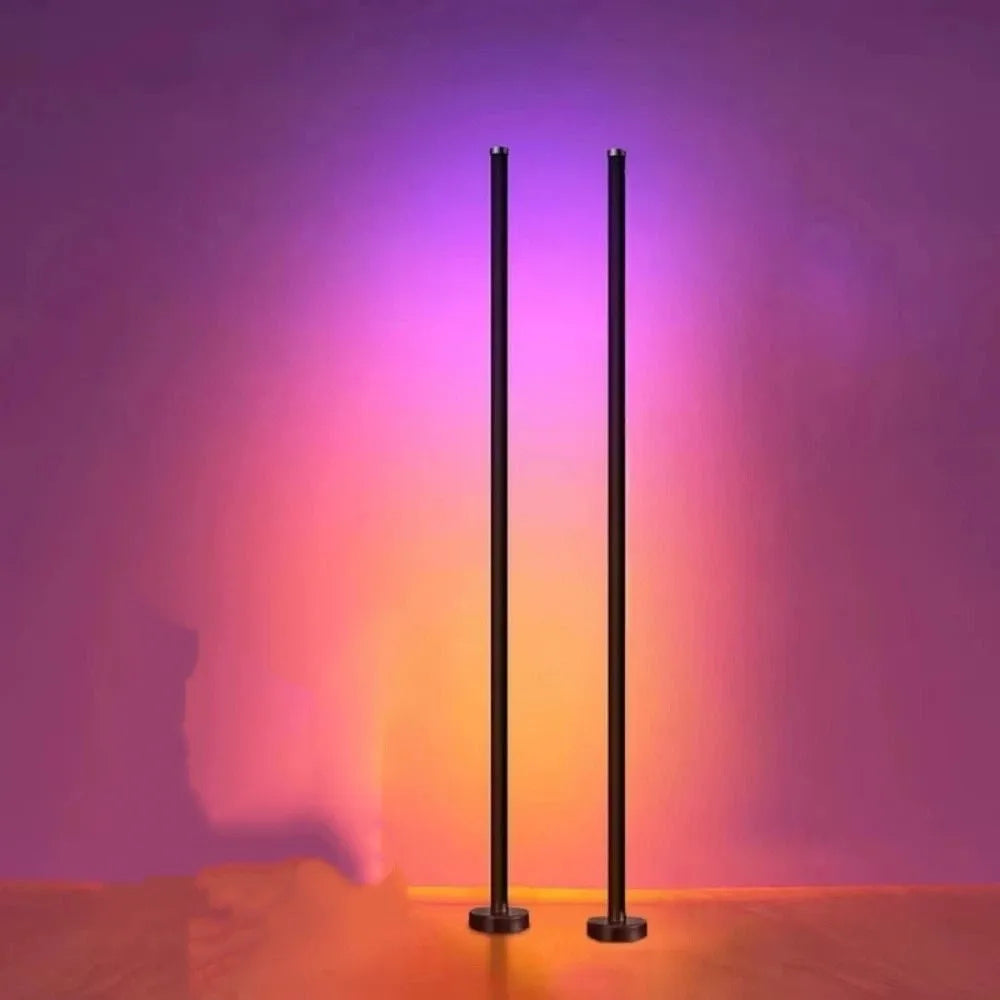 Remote Control Smart LED Floor Lamp Music Sync Dual Control Modes Corner Lighting Timer Function APP Control RGB Floor Lamp Pi-Mart
