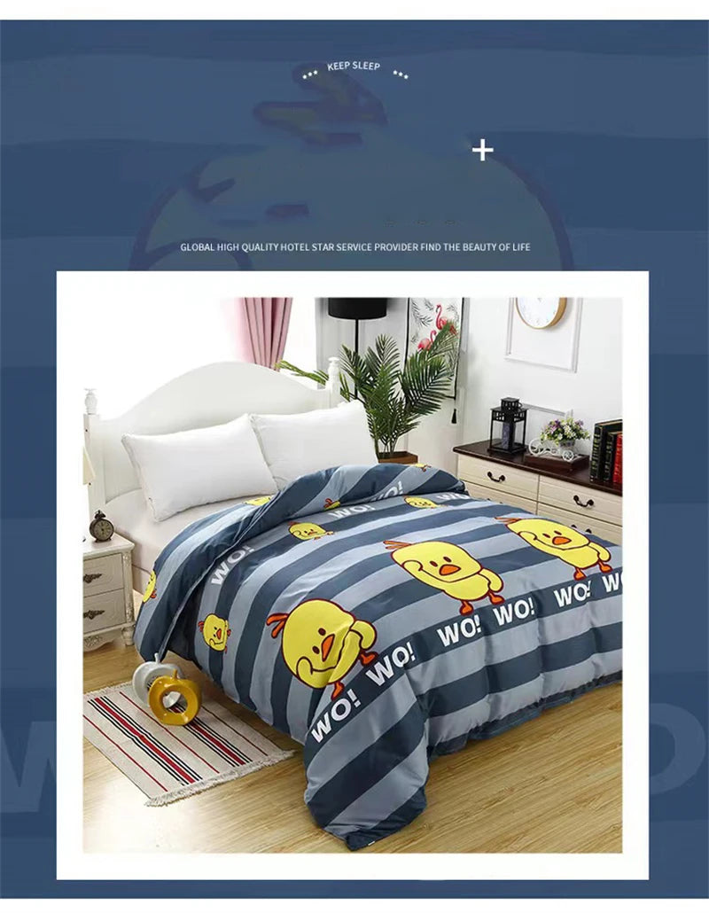Lovely Cartoon King Size Duvet Cover Set 220x240 Skin Friendly Double Bed Quilt Cover Blanket Comforter Cover and Pillowcase Pi-Mart