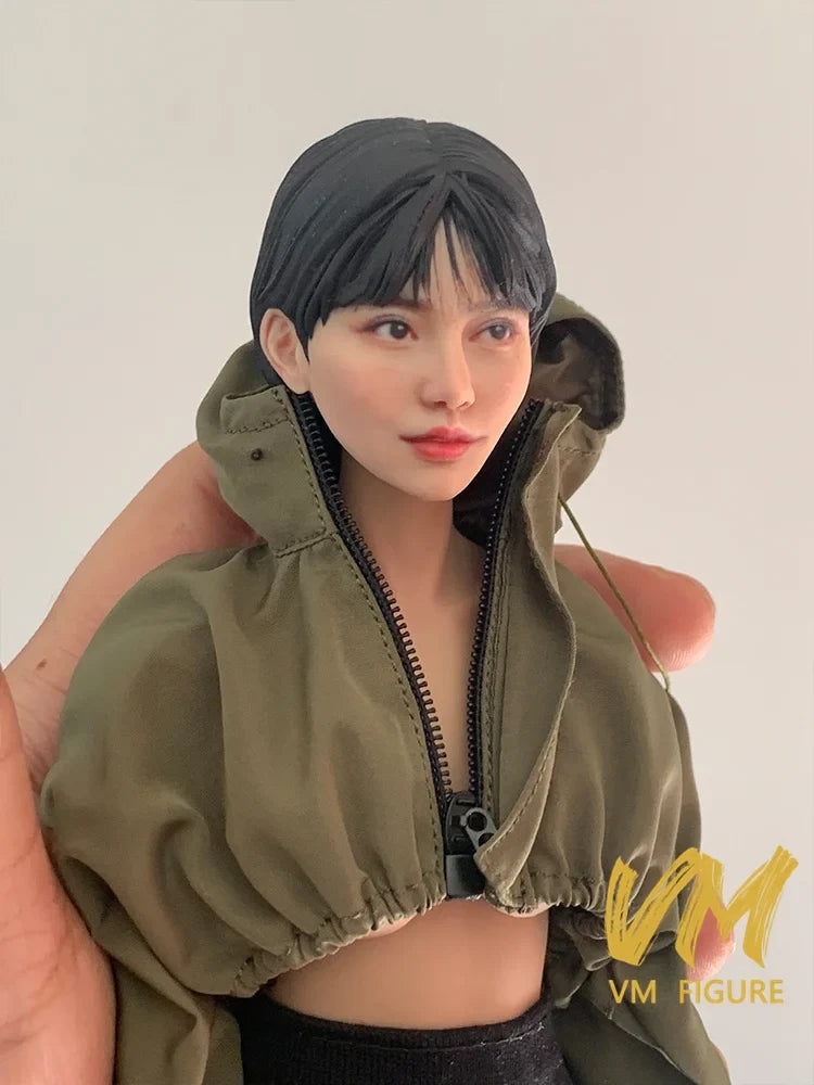 1/6 1/12 Super-realistic Woman Head Sculpture Beauty Head Painted Resin Model For 12" 6" Female Soldier Action Figure Body Doll Tri Light Beauty