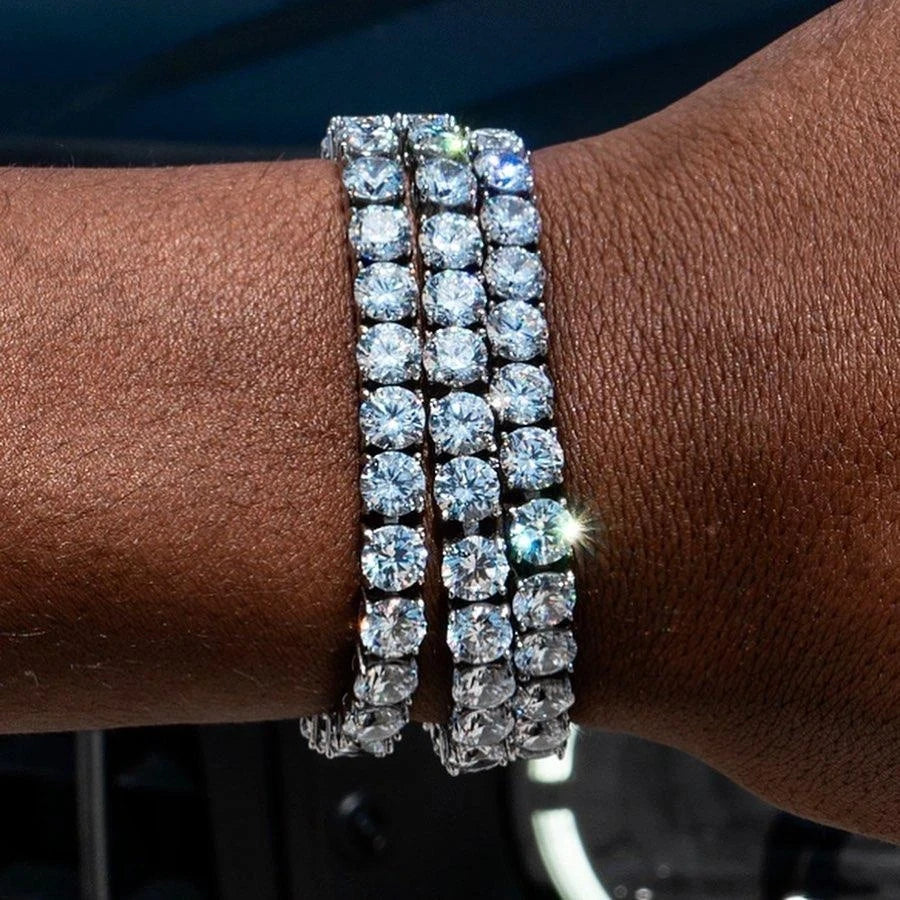 Hiphop Tennis Bracelet Homme Iced Out 3/4/5mm Cubic Zirconia Mens Crystal Chain on The Hand Hip-hop Streetwear Jewelry Male H086 Pi-Mart