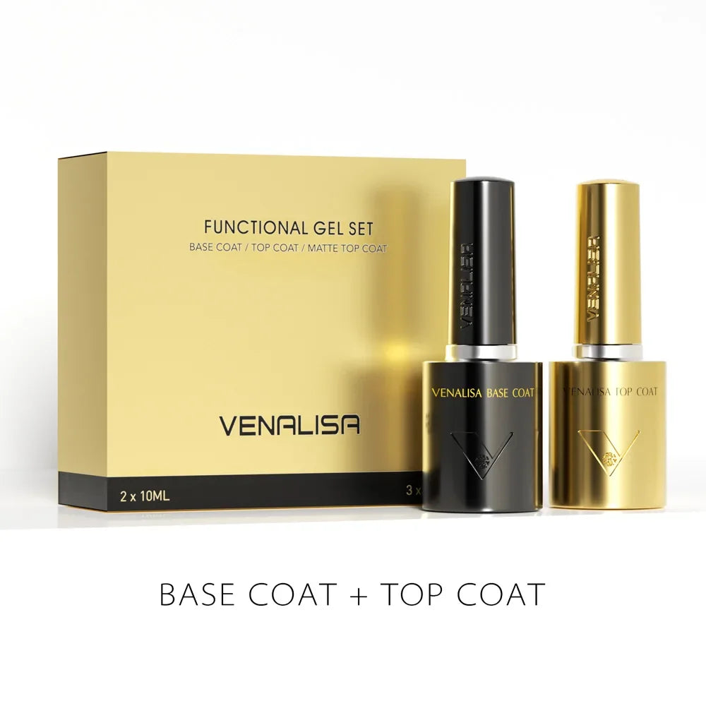 1/2/3pcs Kit Venalisa 10ml Nail Gel Polish HEMA/TPO Free Base Ultra Glossy Diamond Tempered Long Wear Top Coat Matt Gel Varnish Tri Light Beauty