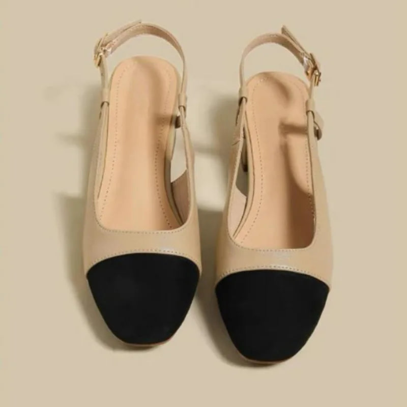 Summer New Fashion Low Square Heels Shoes Korean Color Matching Party Ladies Shoes Designer Chaussure Femme All-match Sandals LadyShow.Store