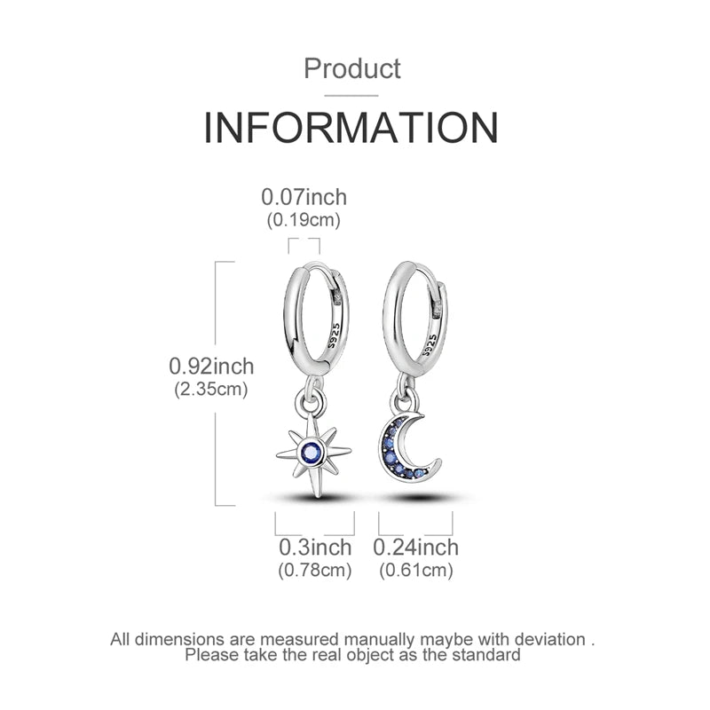 925 Sterling Silver Hoop Earring For Woman Night Sky Blue Purple Gemstone Original Earrings Fashion Jewelry Gift Pi-Mart