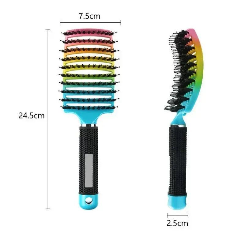 Hair Brush Exfoliating Hair Brush Bristle Women's Wet Curly Hair Comb Salon Hair Styling Tool，Special for Real Hair Wigs Pi-Mart
