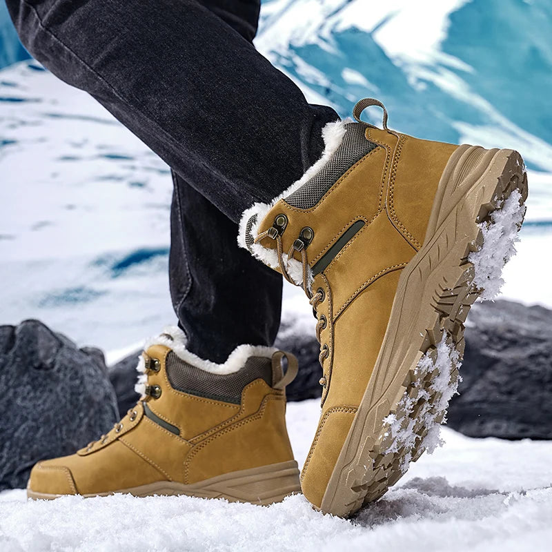 New Autumn and Winter High-Top Thick-Soled Fleece-Lined Men's Snow Boots, Outdoor Hiking Shoes, Hunting Boots, Hiking Boots Pi-Mart