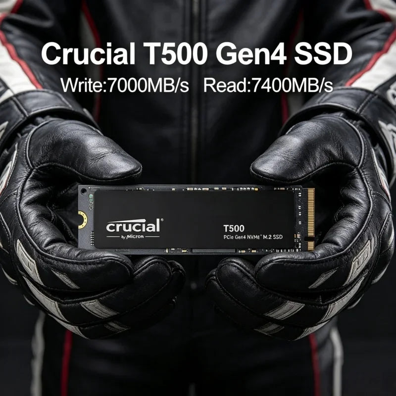 Fit PS5 Laptop PC Crucial T500 1TB PCIe Gen4 NVMe M.2 SSD 7300MB/s High Speed Gaming Drive OEM Original CT1000T500SSD8 Pi-Mart