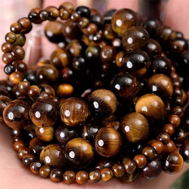 Natural Stone Beads Lava Jaspers Tiger Eye Quartz Agates Round Loose Beads for Jewelry Making DIY Bracelet Accessories 4-12MM Pi-Mart