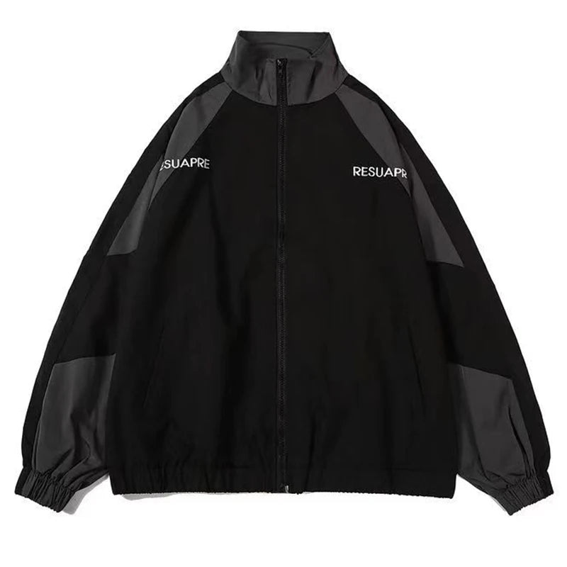 Hip Hop Varsity Jacket Men High Street Patchwork Color Black Windbreaker Coats Women Spring Autumn Thin Fashion College Jackets Pi-Mart