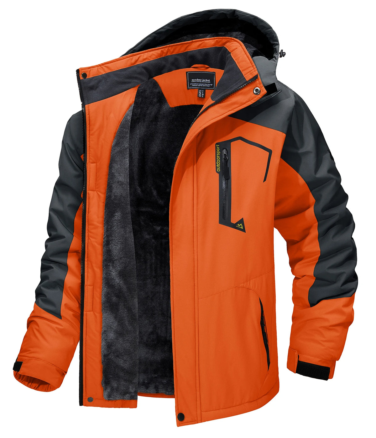 TACVASEN Fleece Lining Mountain Jackets Mens Hiking Jackets Outdoor Removable Hooded Coats Ski Snowboard Parka Winter Outwear Pi-Mart