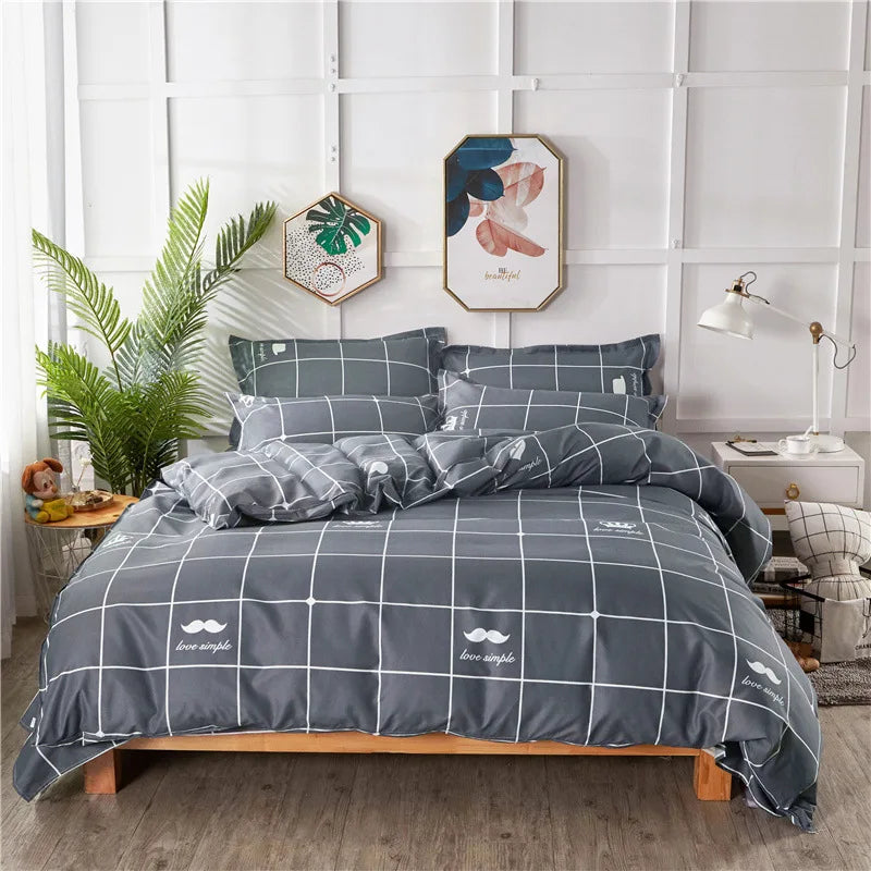 Lovely Cartoon King Size Duvet Cover Set 220x240 Skin Friendly Double Bed Quilt Cover Blanket Comforter Cover and Pillowcase Pi-Mart