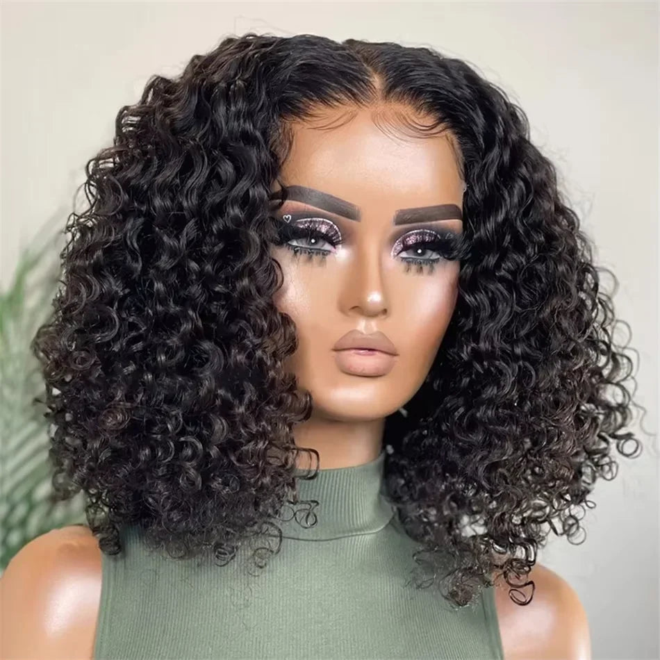 Curly Human Hair Pre Plucked Short BOB Wig 200% Density 13x4 HD Lace Front Wig Human Hair Deep Wave Brazilian Lace Frontal Wig LadyShow.Store
