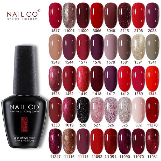 NAILCO 15ml Brown Nails Art Red Color Gel Nail Polish Semi-permanent UV Gel Polish Coffee Manicure Chocolate Hybrid Nail Varnish Tri Light Beauty