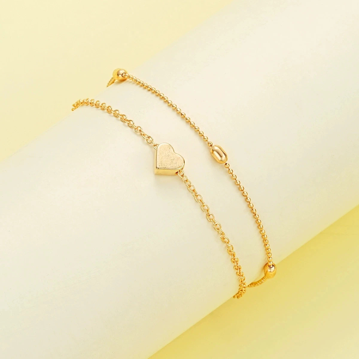 Fashion Imitation Pearl Heart Jewelry Set For Women Gold Silver Color Round Beads Necklace Bracelet Set Daily Wear Accessories Pi-Mart