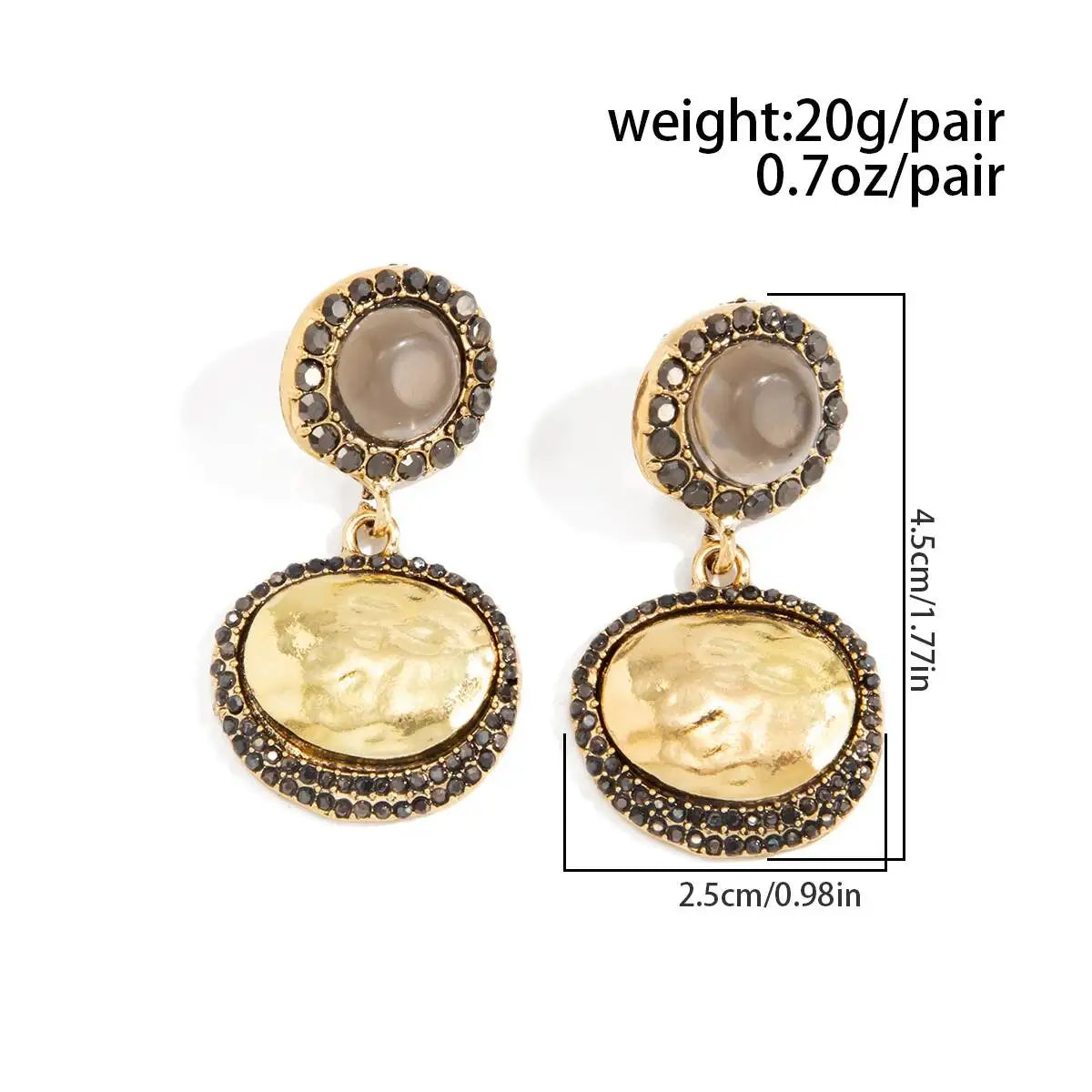 New Trendy Geometric Oval Drop Earrings Women Luxury Vintage Classic Metal Pendant Earring Party Accessory Jewelry Gift Pi-Mart