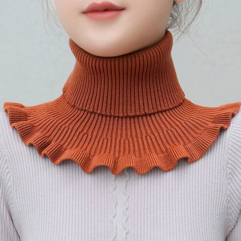 Warm Knitted Fake Collar Women Thicken Turtleneck Ruffles False Collars Detachable Neck Guard Winter Windproof Fake Collar Pi-Mart