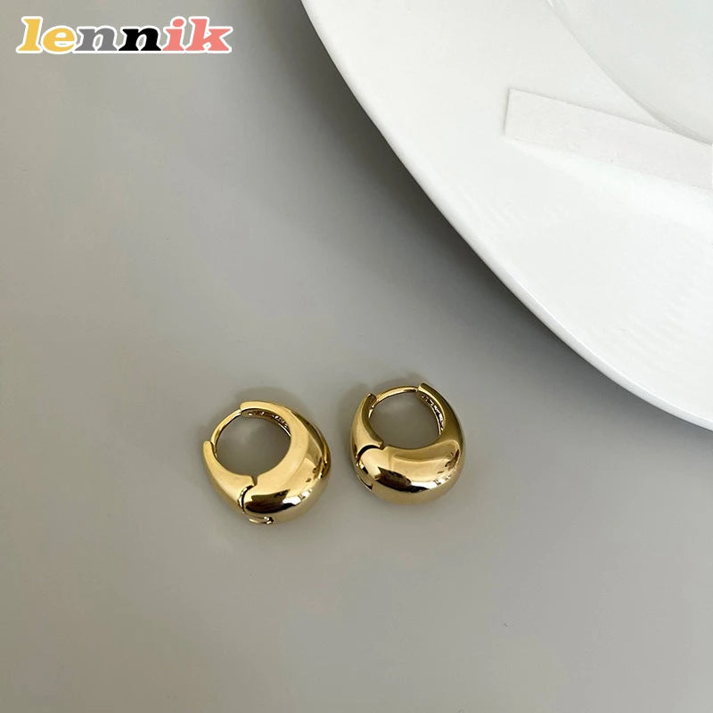 LENNIKOval Elegant Earrings, Women’s 3D Metal Design, Fit for Work/Casual Outfits, Flattering on All Faces, Perfect Gift Choice Pi-Mart
