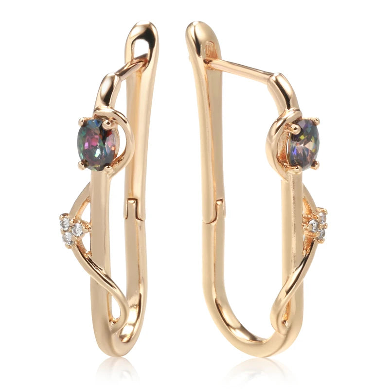 Kinel New 585 Rose Gold Long Earrings Trendy Natural Zircon Earrings Luxury Jewelry 2022 Gifts For Girls'Temperament Accessories Pi-Mart