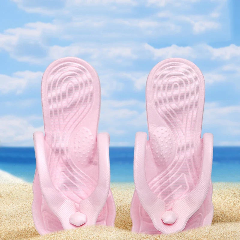 New Summer Folding Flip-Flops Business Trips Travel Portable Lightweight EVA Slippers Soft Bottom Beach Couple Slide Sandals LadyShow.Store