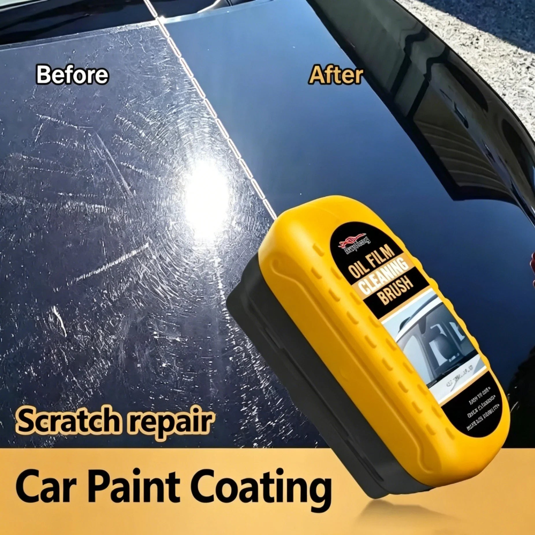 High Efficiency Car Windshield Oil Stain Remover Brush, Clear Bright Auto Glass Oil Film Cleaner LadyShow.Store