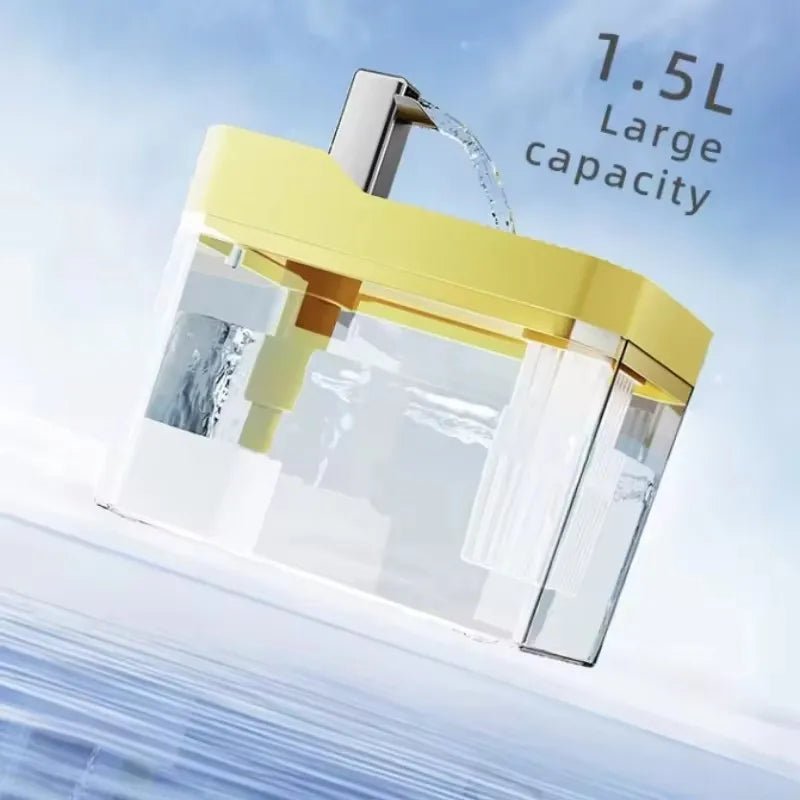 Clear Pet Water Fountain for Cats with Circulating Pump, Self-Cleaning Filter, and Overheat Safety Pi-Mart