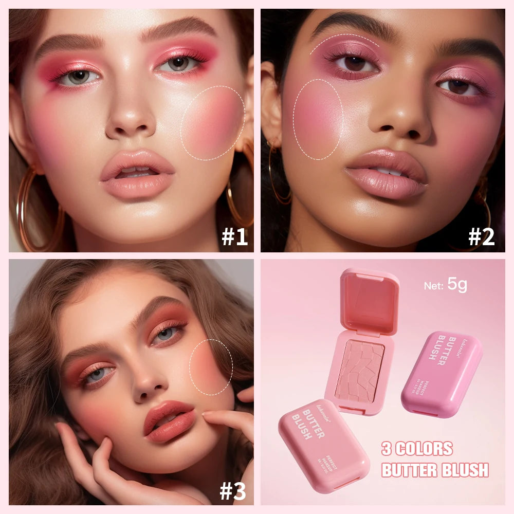 Professional Makeup Powder Blush 12HR Wear Vegan Formula Blusher Makeup Blush in Bar Cosmetics Palette Powder Pink Cream Face Pi-Mart