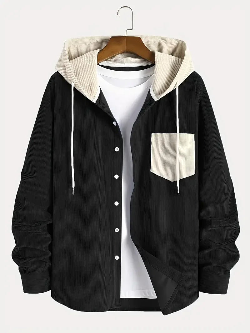 The 2025 New Fashion Trend Spring and Autumn Corduroy Hooded Jacket Is Comfortable and Casual for Daily Commuting for Men Pi-Mart