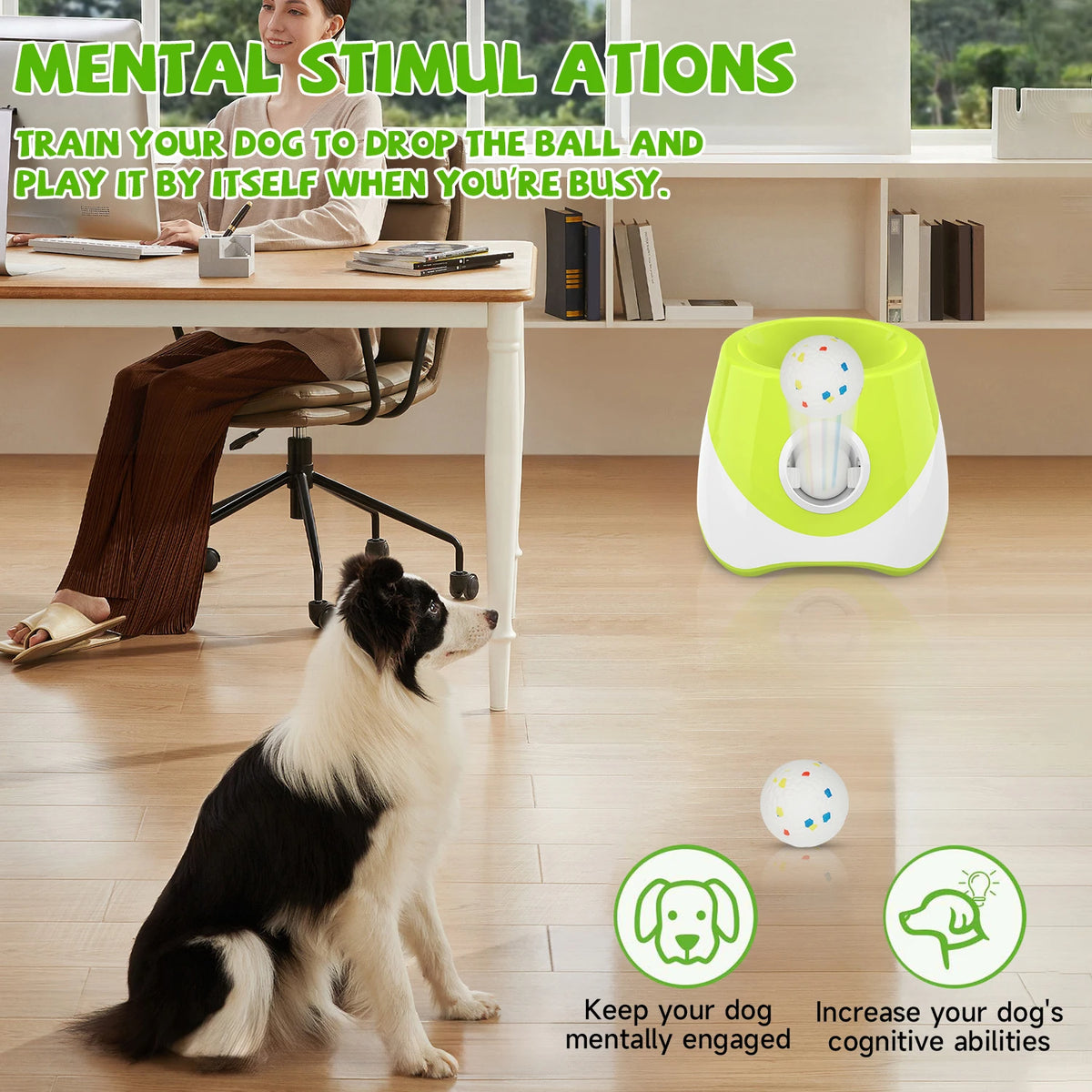 Mini Automatic Dog Ball Launcher 3m/6m/9m,USB Charging Interactive Pet Toy with 3 Tennis Balls for Puppy Indoor Outdoor Exercise Pi-Mart
