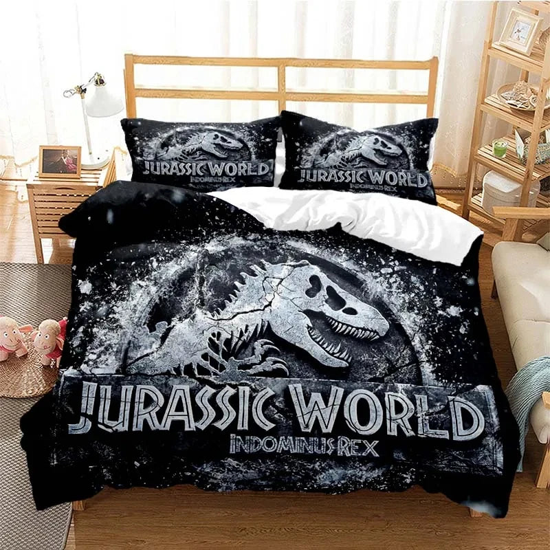 Jurassic Park Bedding Set Cartoon Kids Duvet Cover Set Pillowcase Queen King Double Bed Home Dropshipping King Size Bedding Set Pi-Mart