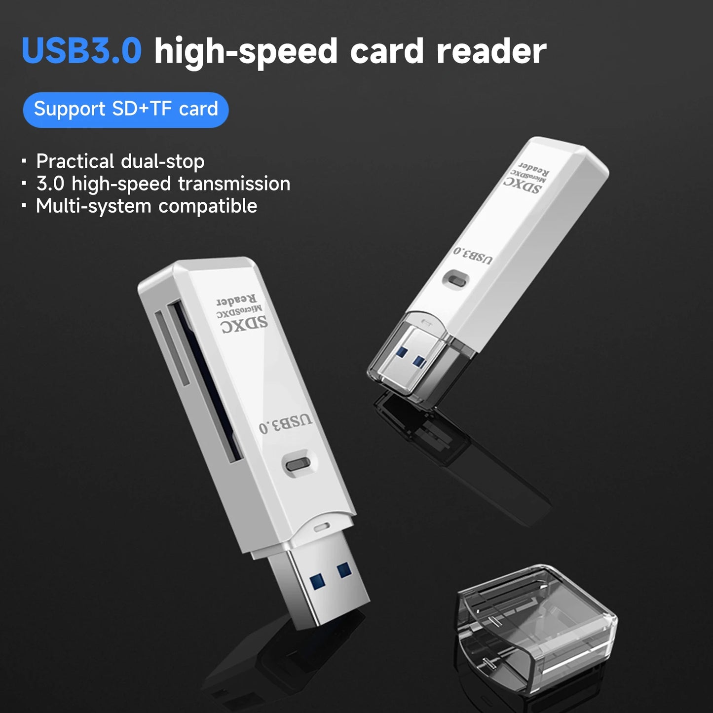 2 in 1 USB 3.0 Card Reader Micro TF sd card Reader usb adapter High Speed Cardreader TF Memory card For PC Laptop Accessories Pi-Mart