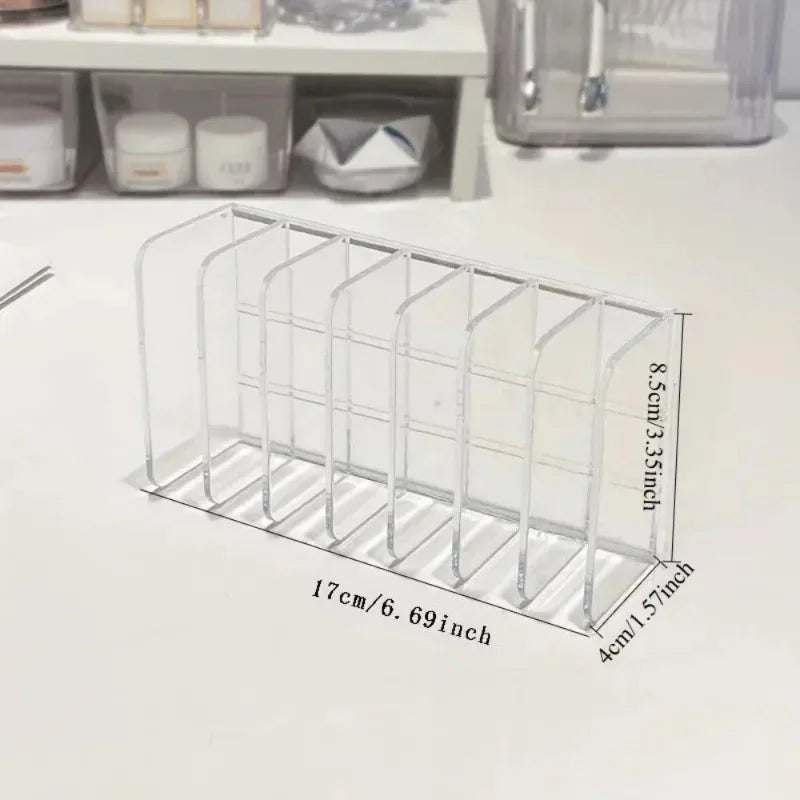 7-Slot Transparent Plastic Cosmetic Organizer Multi-Functional Makeup Holder for Home Office Bathroom Dressing Table Sorting Pi-Mart