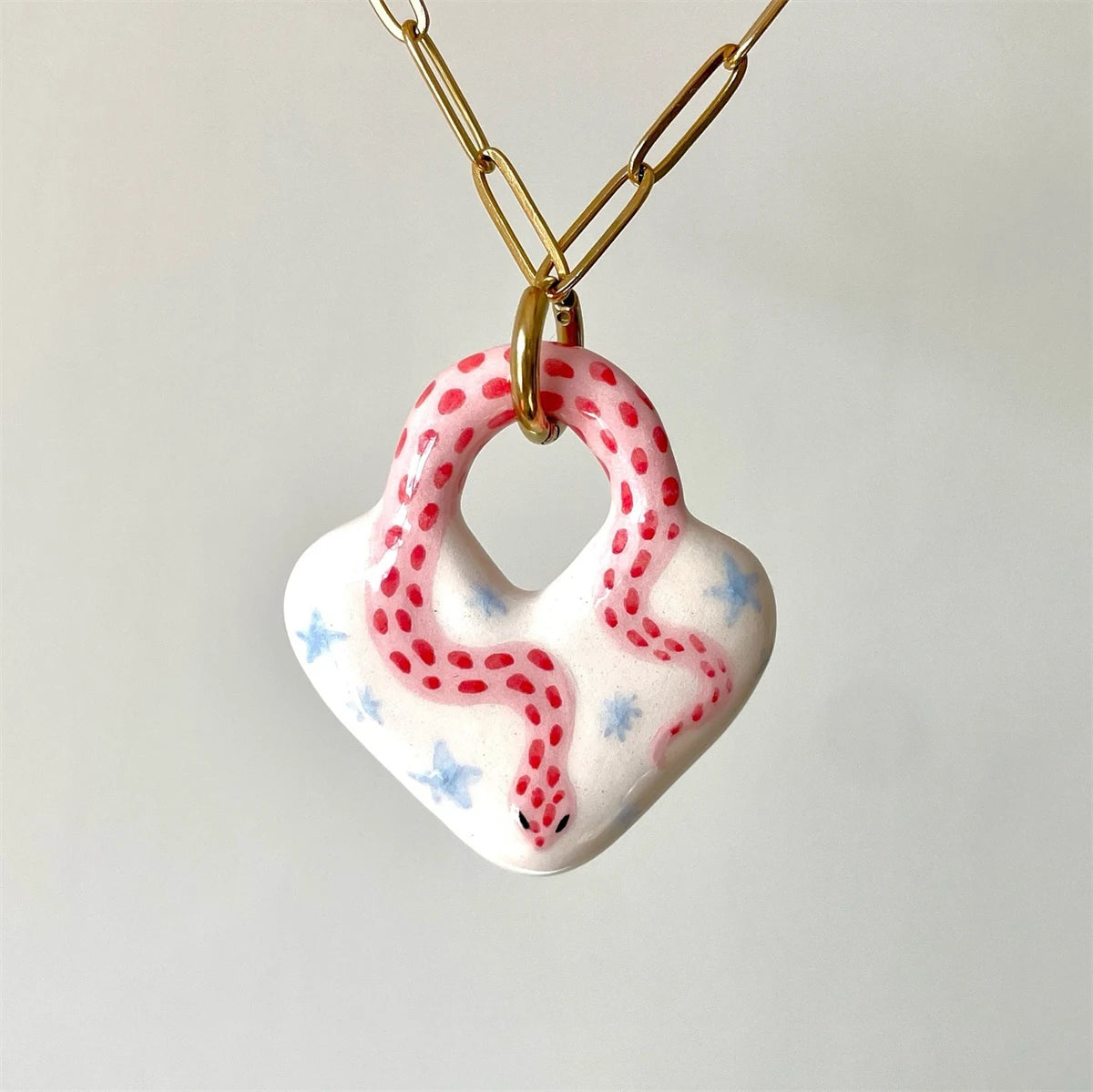 Colorful dopamine pendant necklace, heart-shaped sun, white dove, small snake, gold-plated and color preserving Pi-Mart