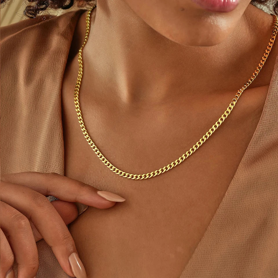 EMANCO 10PCS Men's Cuban Link Chain Necklace Stainless Steel Women Trendy Punk Jewelry 2MM/3MM/4MM/6MM/8MM Wholesale Pi-Mart
