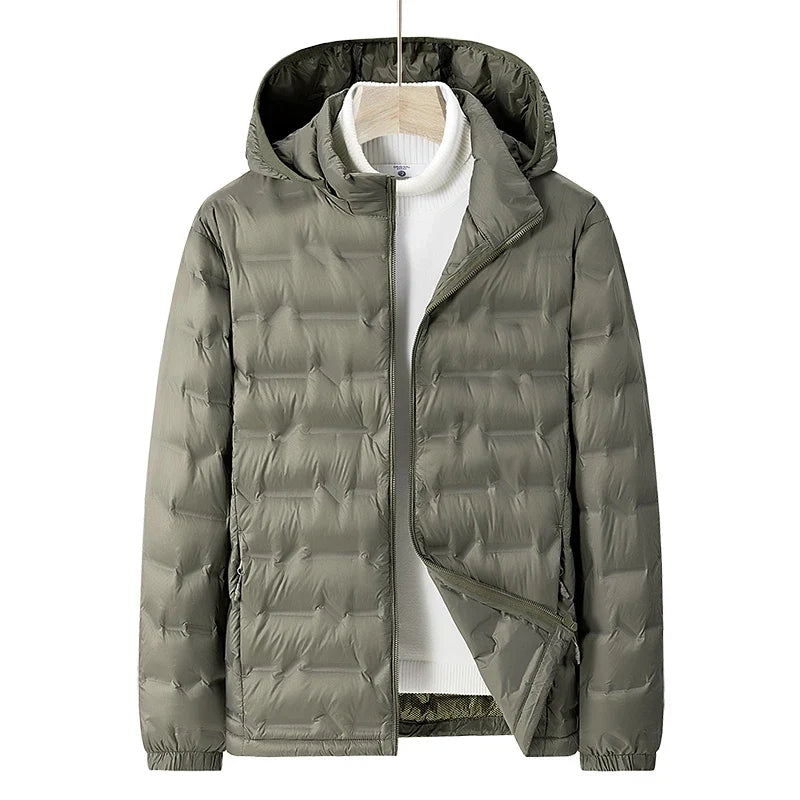 Men Winter New Down Jacket Men Hooded Waterproof Windproof Puffer Jacket Detachable Hat Coat Casual Lightweight Down Jacket Male LadyShow.Store