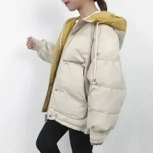 2024 Winter Korean Warm Female Puffer Coat Pocket Solid Parkas Padding Long Sleeve Thick New in Outerwears Hooded Women's Jacket LadyShow.Store