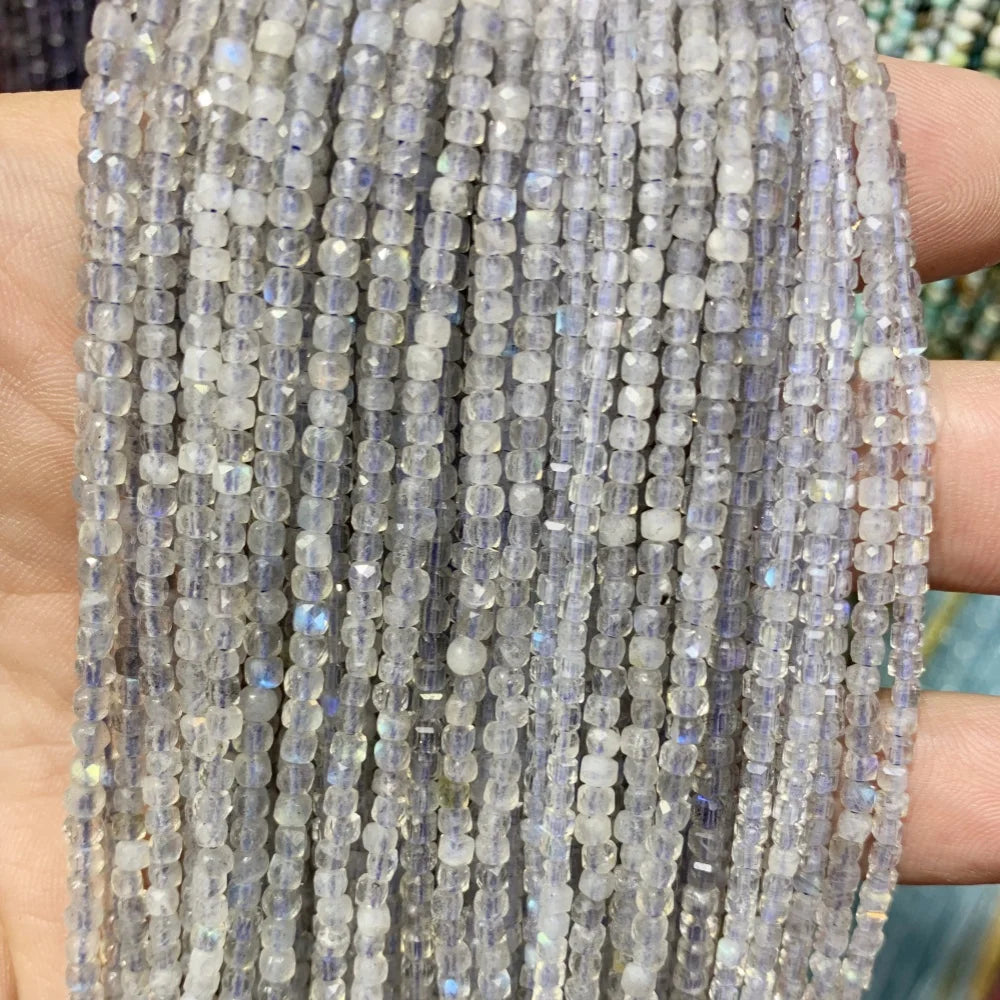 2x2mmNatural Colored Tourmaline Blue Tourmaline Faceted Cube Beads Square Stone Beads for JewelryDIY Making  Gemstone Loose Bea Pi-Mart