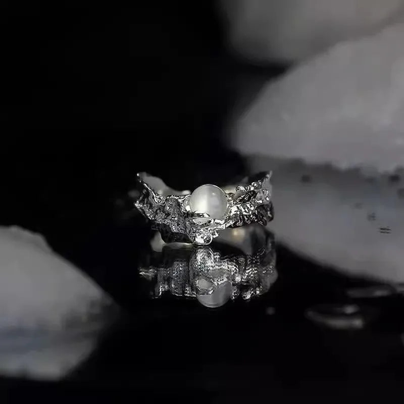 Vintage Y2K Irregular Sun Moon Open Ring for Women Men Adjustable Metal Punk Finger Rings Fashion Party Jewelry Lovers Gifts Pi-Mart