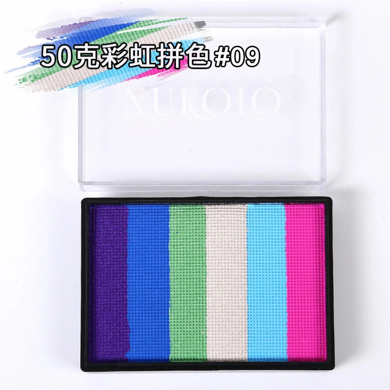 50g Facial and Body Paint Palette,Non-Toxic Rainbow Water-Soluble Body Paint for Rainbow Festival,Cosplay,Party,Art,Stage Makeup Pi-Mart