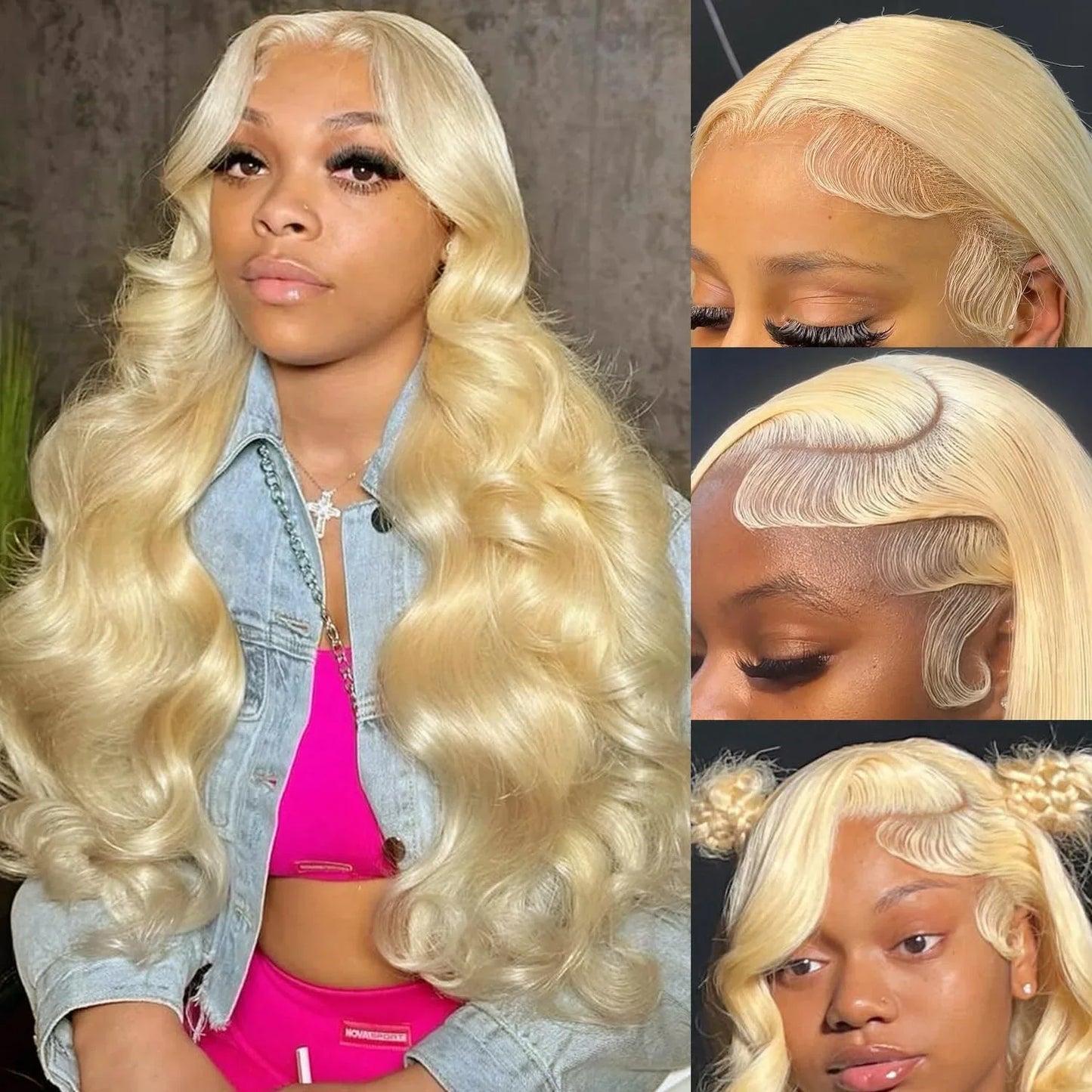 613 Human Hair Wig 13x6 Body Wave Blonde HD Lace Frontal Wig Pre Plucked 13x4 Transparent Lace Front Wigs For Women 200% Density LadyShow.Store