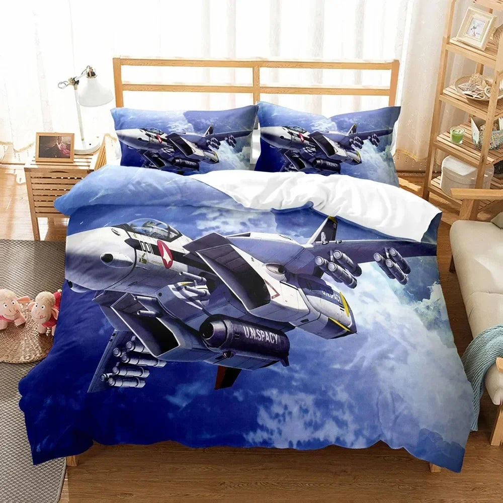 3D Bed Linen Airplane Blue Sky Comfortable Duvet Quilt Cover Pillowcase Bedding Set Children Bedroom Decoration Home Textile Pi-Mart