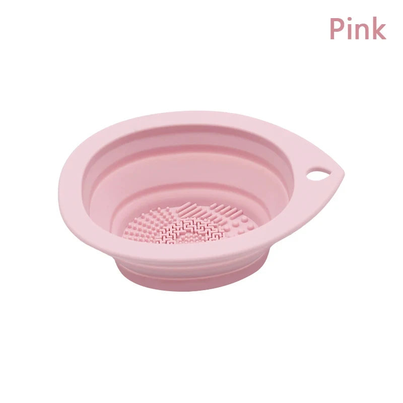 Silicone Makeup Brush Cleaner Folding Powder Puff Cleaning Bowl Eyeshadow Brushes Washing Soft Mat Beauty Tools Scrubber Box Pi-Mart