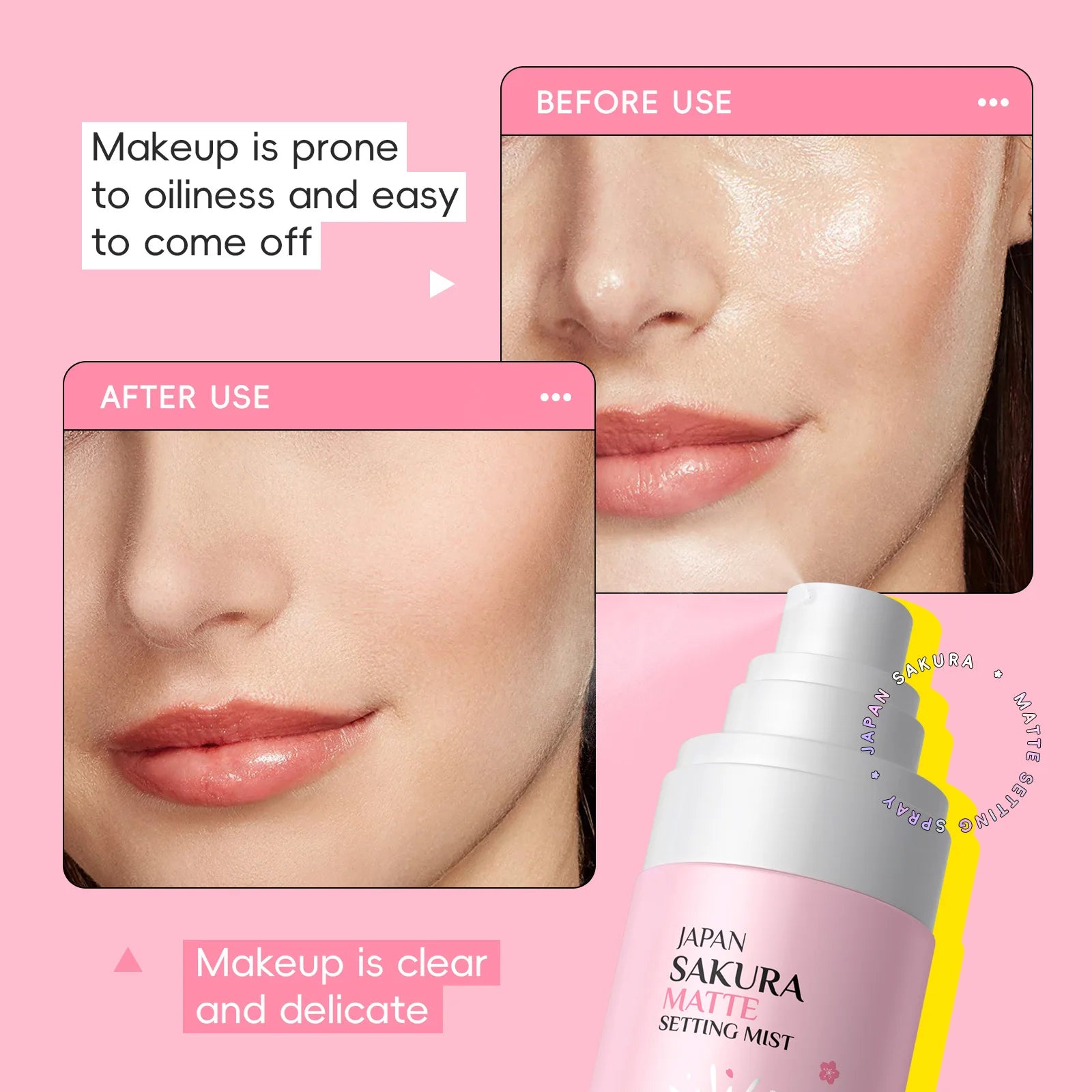 Sakura Matte Setting Spray 80ml Long Lasting Makeup Fixer Moisturizing Oil Control Non Sticky Face Mist For All Day Fresh Look Pi-Mart