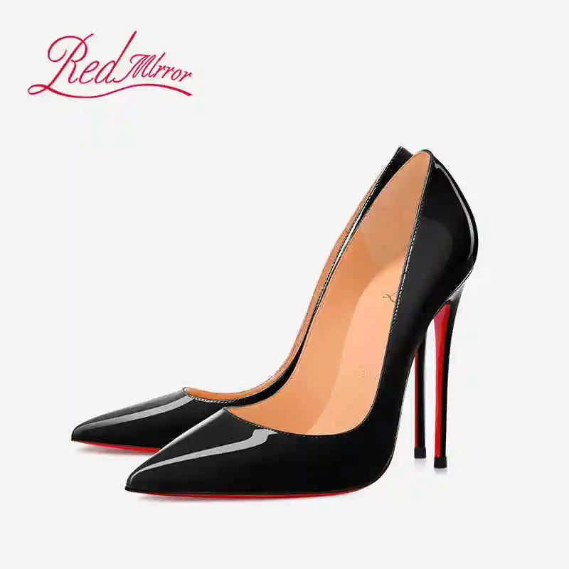 Women Heels Naked Color Women's Elegant High Heel Luxury Black Shoes Woman 2026 Red Shiny Bottoms Pointed Toe Party Ladies Women Pi-Mart