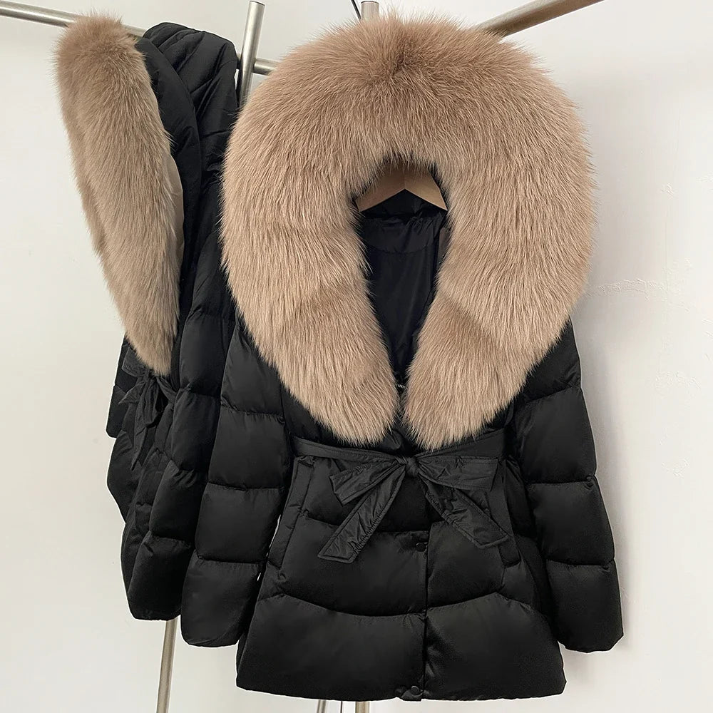 Natural Fur Collar Down Jacket Women Winter 2026 High Quality Duck Down Puffer Parka Windproof Warm Down Coat Outerwear New LadyShow.Store