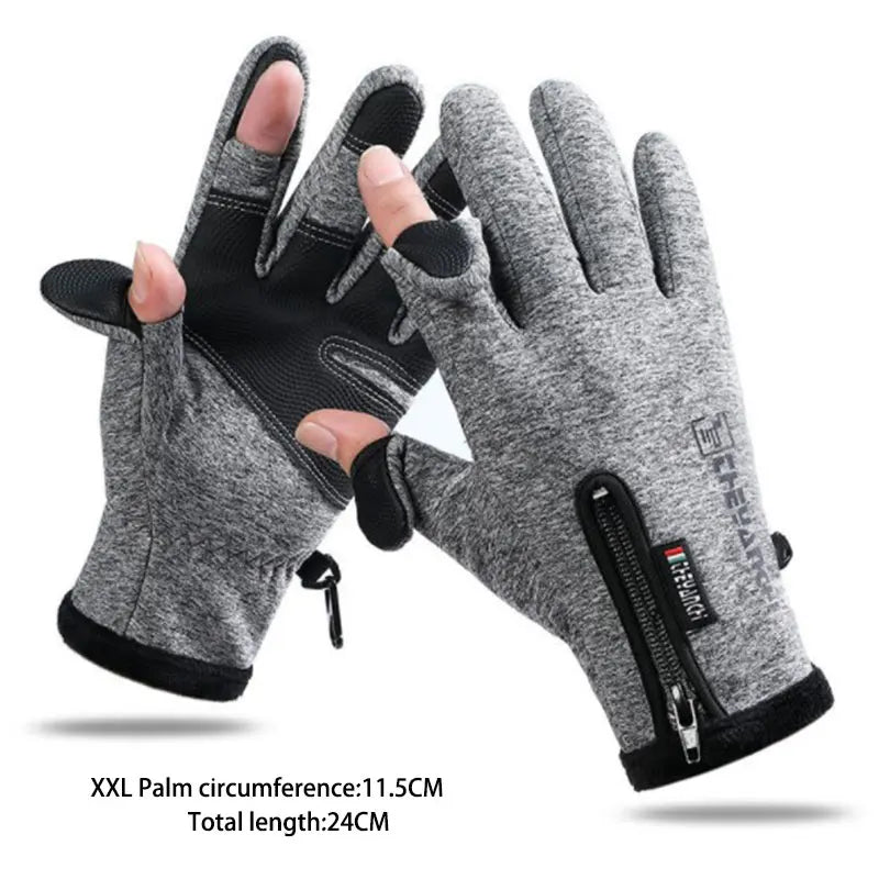 Winter Fishing Gloves 2 Finger Flip Waterproof Winter Gloves Windproof Photograph Men Women Warm Protection Fish Angling Gloves Pi-Mart