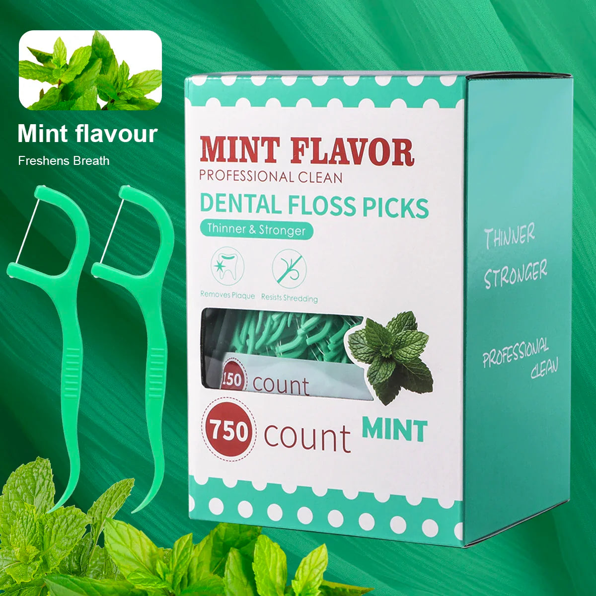 Mint dental floss stick - home portable disposable care dental floss stick - oral care - deep cleaning - interdental cleaning pr Tri Light Beauty