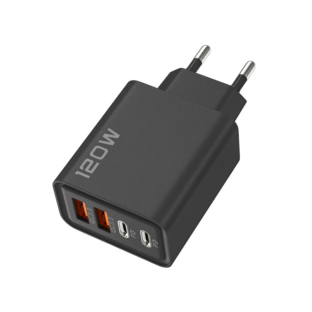 120W USB Type C Charger Mobile Phone Fast Charger Adapter For iPhone Samsung Xiaomi Quick Charge 3.0 EU/US/UK Plug Wall Charger Pi-Mart