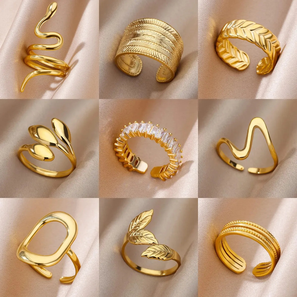 316L Stainless Steel Rings for Women Gold Color Never Fade Luxury Classic rings wedding couple rings Jewelry Free Shipping Pi-Mart