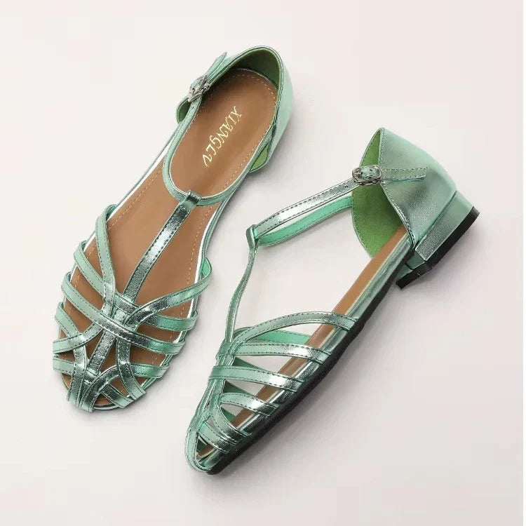 ZAROY Summer Cross Strap Flat Sandals Women Round Toe Ankle Buckle Hollow Casual Roman Sandalia Zapatos De Mujer сандали LadyShow.Store