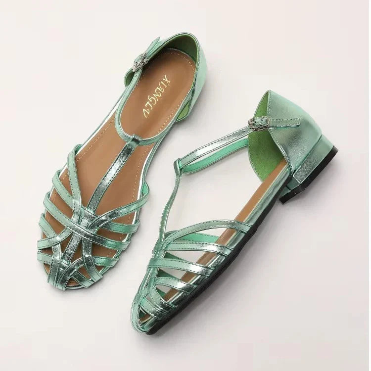ZAROY Summer Cross Strap Flat Sandals Women Round Toe Ankle Buckle Hollow Casual Roman Sandalia Zapatos De Mujer сандали LadyShow.Store