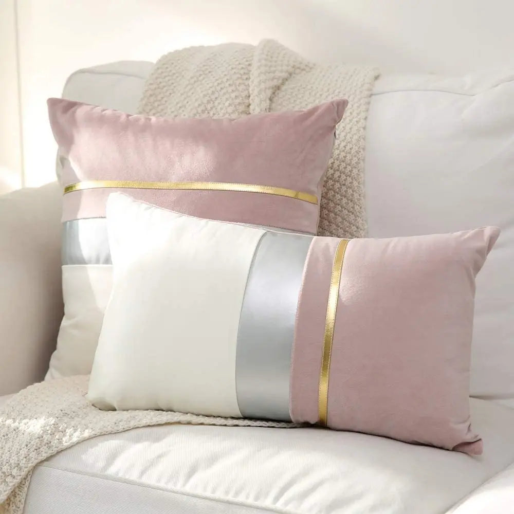 Luxury Velvet Cushion Cover, Patchwork Design Pillow Case, Home Decor, Sofa Pillows, 45x45cm, 30x50cm Pi-Mart